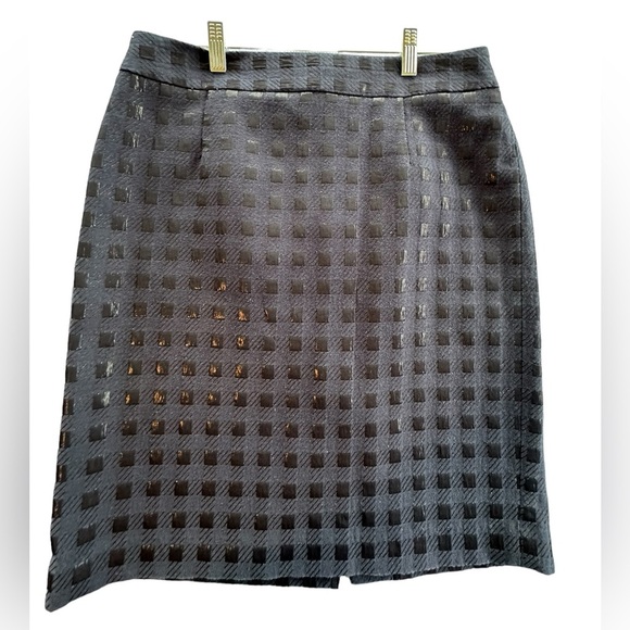 Banana Republic Women's Navy & Black Windowpane Check Career Pencil Skirt Size 8 - Picture 2 of 5